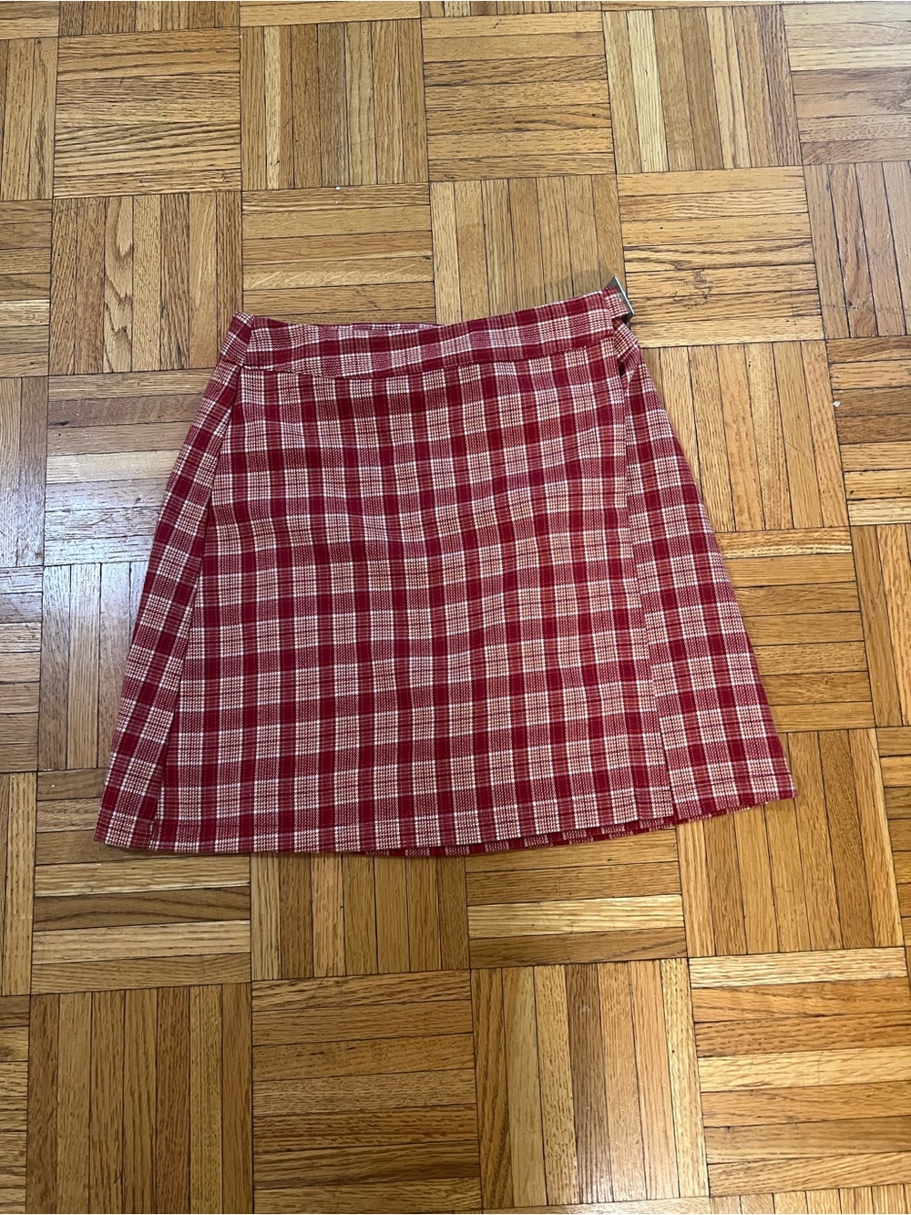 Plaid Trending ! Brandy Melville Red & Ceam Plaid Mini Skirt - one size